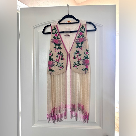NWOT Free People x Agus Bendita Otis Vest - One Size Fully Beaded - Picture 2 of 11